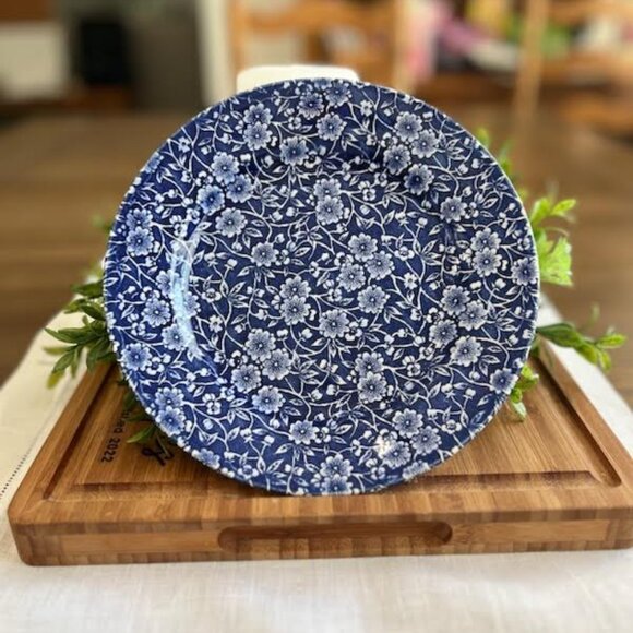 Vtg Queen's by Churchill Calico Dessert Plates Set of 4 Blue & White Floral 8" R - Picture 2 of 5